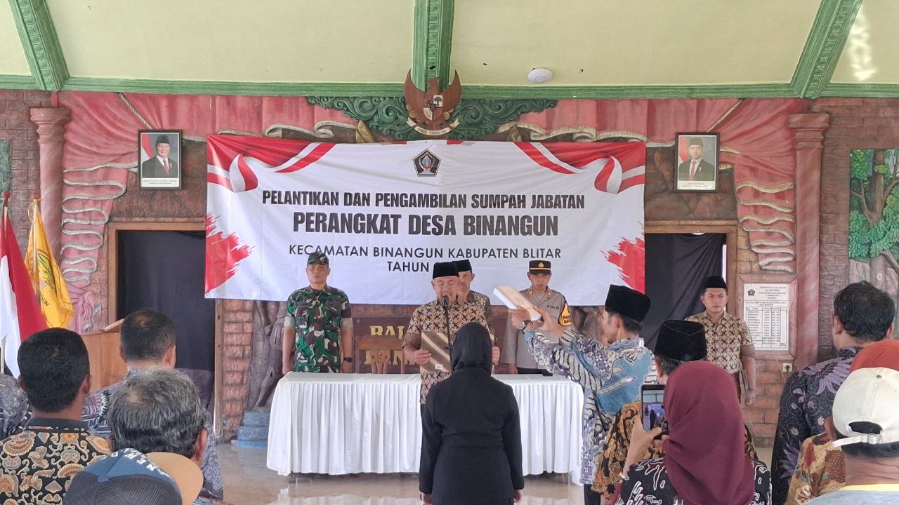 PELANTIKAN DAN PENGAMBILAN SUMPAH JABATAN PERANGKAT DESA BINANGUN DIGELAR KHIDMAT