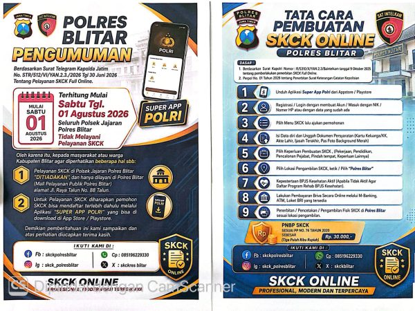 Pelayanan SKCK Beralih ke Sistem Online, Polres Blitar Imbau Masyarakat Ajukan Permohonan Melalui Super App Polri